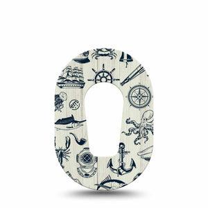 ExpressionMed Nautical Seas Dexcom G6 Mini Tape, Single Tape Coastal Home Decor, Adhesive Tape CGM Design