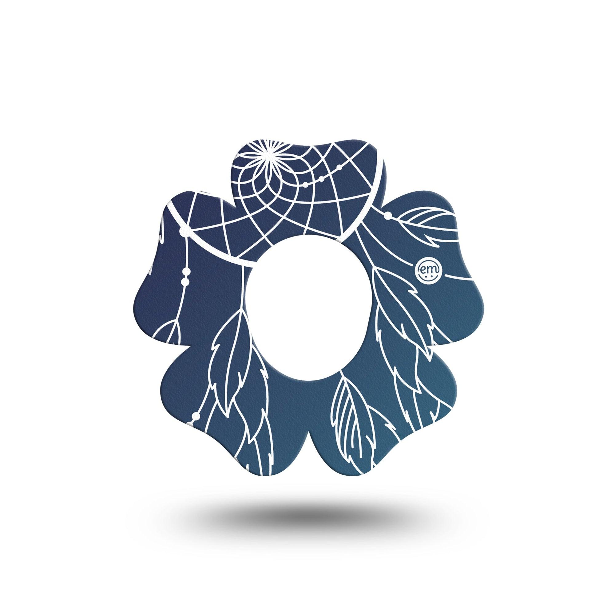 ExpressionMed Blue Dreamcatcher Dexcom G7 Flower Shape Tape, Dexcom Stelo Glucose Biosensor System, Single Tape Sacred Talisman Plaster CGM Design