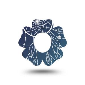 ExpressionMed Blue Dreamcatcher Dexcom G7 Flower Shape Tape, Dexcom Stelo Glucose Biosensor System, Single Tape Sacred Talisman Plaster CGM Design