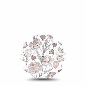 ExpressionMed Minimalist Botanical Freestyle Libre, Libre 2 Plus, and Abbott Lingo Flower, Single Tape and Single Sticker Modern floral minimal Adhesive Tape for CGM