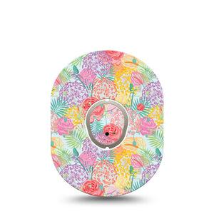ExpressionMed Spring Flowers Dexcom G7 and Dexcom Stelo Glucose Biosensor System, Single Tape and Single Sticker Cheerful floral print Overlay Patch for CGM