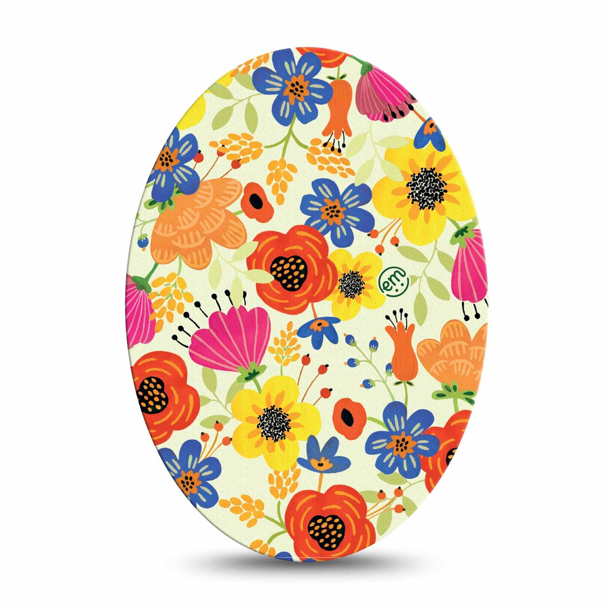 ExpressionMed Botanical Garden Medtronic Guardian Enlite Universal Oval Single Yellow flowers Plaster Continuous Glucose Monitor Design