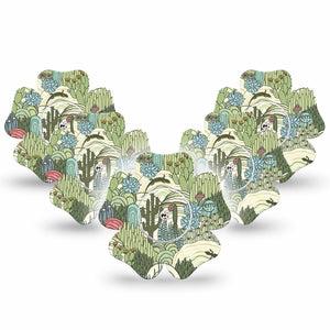ExpressionMed Cactus Freestyle Libre 2 and Libre 2 Plus Flower Shape Tape, Abbott Lingo,  5-Pack Tape and 5-Pack Sticker Prickly Pear Cactus Florals, Fixing Ring Tape CGM Design