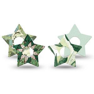 ExpressionMed Tropical Greens Freestyle Libre 3 and Libre 3 Plus Star, 4-Pack Tape palm leaf style Decorative Adhesive Tape for Continuous Glucose Monitor
