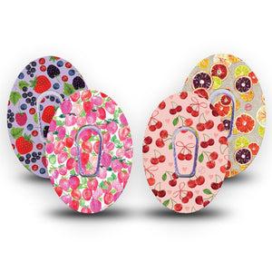 ExpressionMed Berrylicious Variety Pack Dexcom G6 Tape, 4-Pack Tape and 4-Pack Sticker Variety Cute Fruit Inspired Prints, Plaster Continuous Glucose Monitor Design