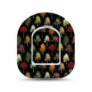 ExpressionMed Dark Forest Omnipod Surface Center Sticker and Mini Tape Autumn Season Trees Vinyl Sticker and Tape Design Pump Design