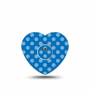 ExpressionMed Blue Polka Dots Freestyle Libre 3 and Libre 3 Plus Heart Shape Tape, Single Tape and Single Sticker Blue Dots Bloom, Patch CGM Design