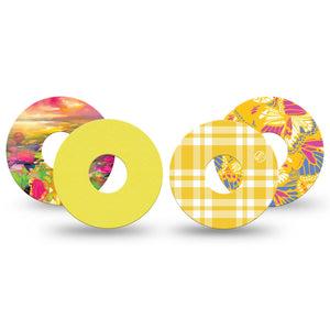 ExpressionMed Sunlit Yellow Freestyle Libre 3 and Libre 3 Plus, 4-Pack Tape sunny yellow design Best Covers for CGM