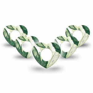ExpressionMed Palm Leaf Dexcom G7 and Dexcom Stelo Glucose Biosensor System Heart, 5-Pack Shades of green  Waterproof Adhesive Tape for Continuous Glucose Monitor