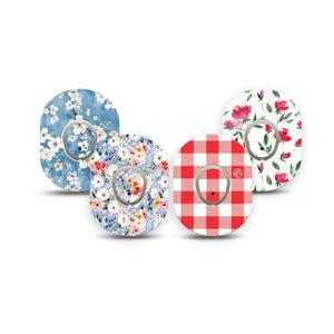 ExpressionMed Liberty Blooms Dexcom G7 and Dexcom Stelo Glucose Biosensor System Mini, tape and sticker  independence day florals Adhesive Tape for CGM