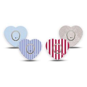 ExpressionMed Washed Classics Dexcom G7 and Dexcom Stelo Glucose Biosensor System Heart, tape and sticker  faded patriotic colors Vinyl Decoration for CGM