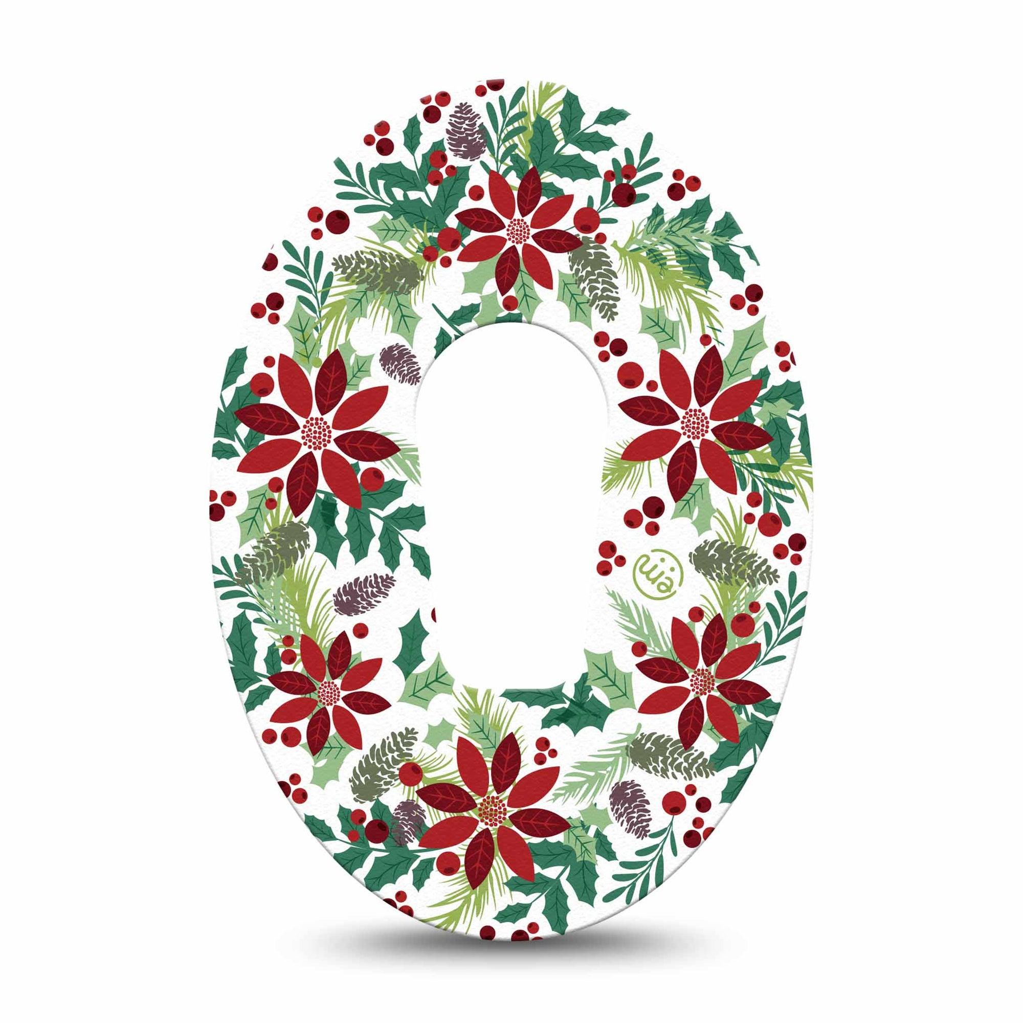 ExpressionMed Christmas Wreath Dexcom G6 Tape Single Tape Joyful Wreath, Plaster CGM Design