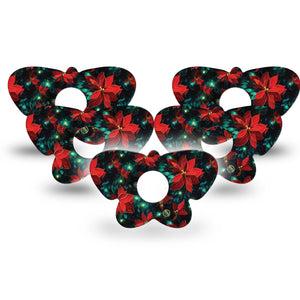 ExpressionMed Christmas Floral Freestyle Libre 3 and Libre 3 Plus Butterfly Shape Tape, Single Tape Christmas Lights, Overlay Patch CGM Design