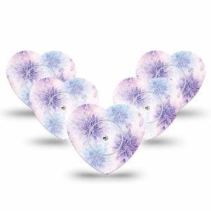 ExpressionMed Wisteria Fade Freestyle Libre, Libre 2 Plus, and Abbott Lingo Heart, 5-Pack Tape and 5-Pack Sticker Pattern floral Plaster for Continuous Glucose Monitor