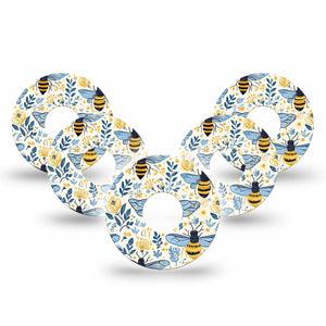 ExpressionMed Busy Bees Freestyle Libre 3 and Libre 3 Plus, 5-Pack Pretty bees Sensor Decoration for CGM