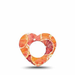ExpressionMed Oranges Freestyle Libre, Libre 2 Plus, and Abbott Lingo Heart, Single Tape Painted citrus fruit Overlay Tape for CGM