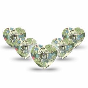 ExpressionMed Cactus Freestyle Libre 3 and Libre 3 Plus Heart Shape Tape 5-Pack Tape and 5-Pack Sticker Desert Life Cactus Iguana, Patch CGM Design