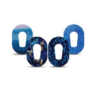 ExpressionMed Deep Currents Variety Pack Dexcom G6 Mini Tape, 4-Pack Tape Variety, Navy Blue Patterns,  Adhesive Tape CGM Design
