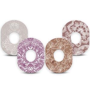 ExpressionMed Cocoa Veil Variety Pack Dexcom G7 Tape, Dexcom Stelo Glucose Biosensor System, 4-Pack Tape Variety Muted Tone Florals, Overlay Tape CGM Design