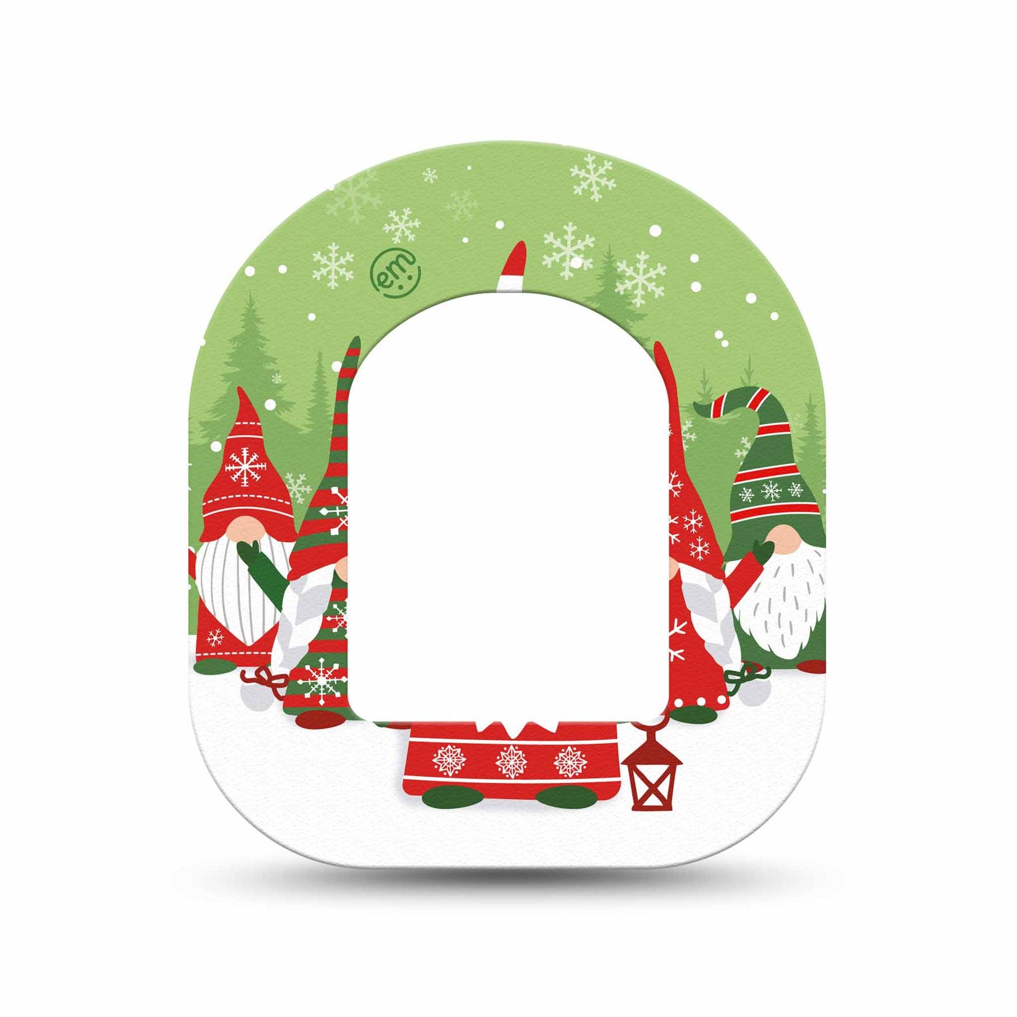 ExpressionMed Holiday Gnomies Omnipod Mini Tape Single Tape Garden Gnomes Christmas-Inspired, Adhesive Tape Pump Design