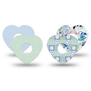 ExpressionMed Soft Balance Freestyle Libre 3 and Libre 3 Plus Heart, 4-Pack Tape Patchwork florals Adhesive Patch for Continuous Glucose Monitor