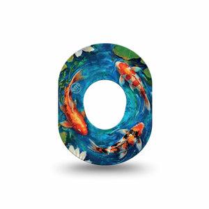 ExpressionMed Koi Pond Dexcom G7 and Dexcom Stelo Glucose Biosensor System Mini, Single Tape peaceful pond style Waterproof Plaster for CGM
