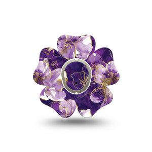 ExpressionMed Plum Gold Dexcom G7 and Dexcom Stelo Glucose Biosensor System Flower, Single Tape and Single Sticker Delicate florals Patch for CGM