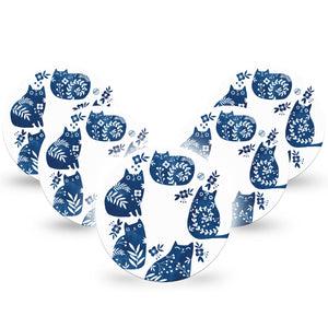 5-Pack Blue Delft Kittens Animals Dexcom Freestyle CGM Overpatches, Dexcom Stelo