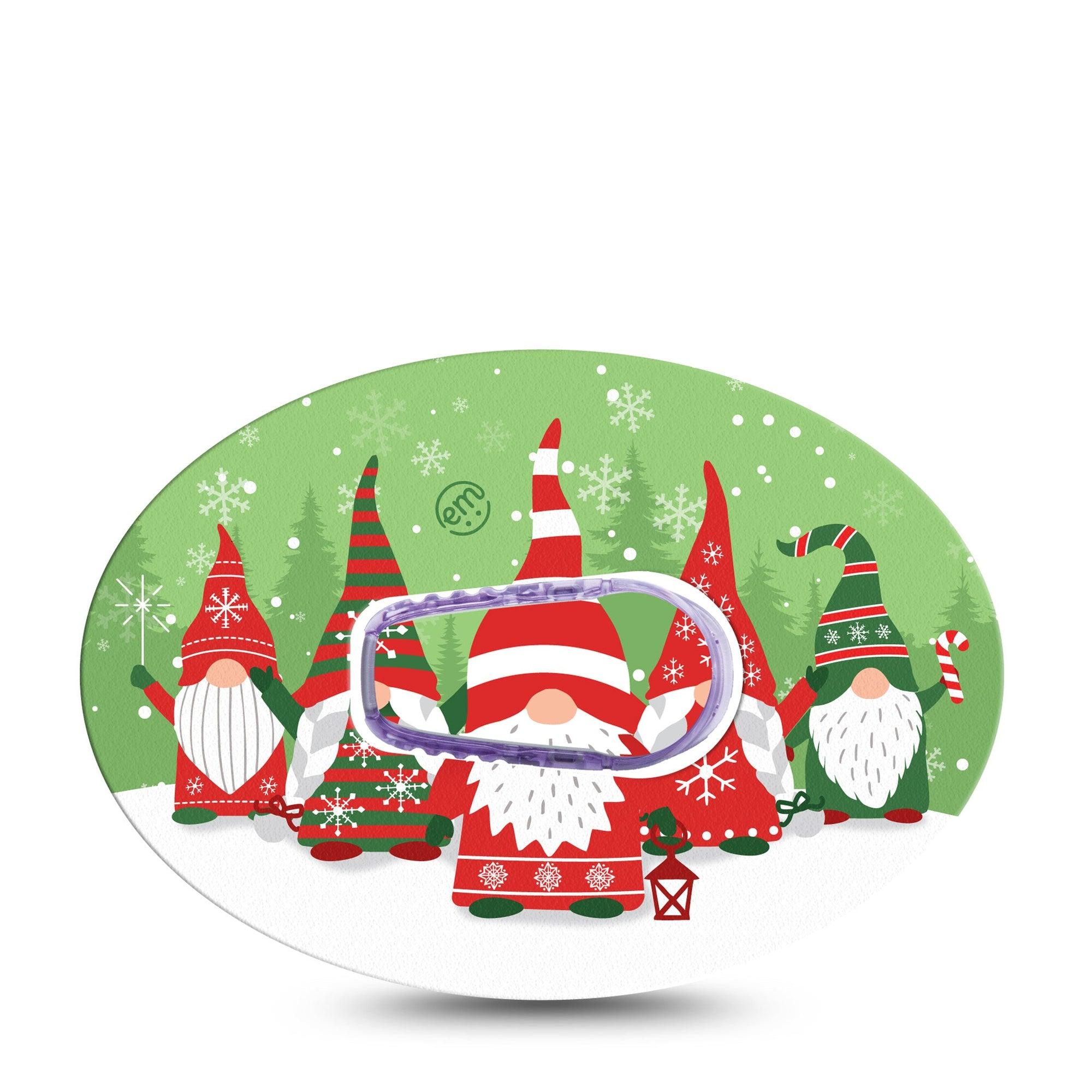 ExpressionMed Holiday Gnomies Dexcom G6 Tape Single Tape and Single Sticker Garden Gnomes Christmas-Inspired, Plaster CGM Design