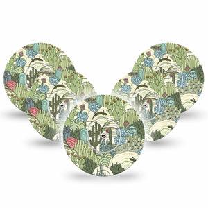 ExpressionMed Cactus Freestyle Libre and Libre 2 Plus Tape, Abbott Lingo, 5-Pack Tape and 5-Pack Sticker Light Green Cactus Plants, Fixing Ring Tape Continuous Glucose Monitor Design