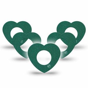 ExpressionMed Forest Green Freestyle Libre 2 and Libre 2 Plus Heart Shape Tape, Abbott Lingo, 5-Pack Tape Basic Color, Adhesive Patch CGM Design