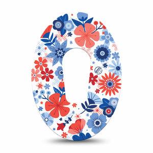 ExpressionMed July Flowers Dexcom G6 Tape Single 4th of july florals Plaster CGM Design