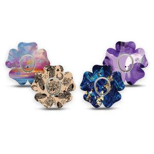 ExpressionMed Vivid Dexcom G7 and Dexcom Stelo Glucose Biosensor System Flower, tape and sticker vivid abstract pattern Fixing Ring Patch for CGM