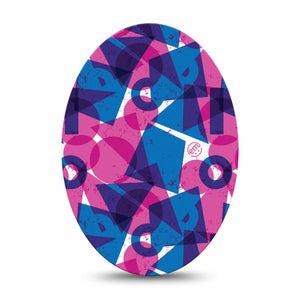 ExpressionMed Violet Vortex Medtronic Guardian Enlite Universal Oval Single Tape Geometric Pink And Blue Combo, Plaster CGM Design