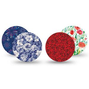 ExpressionMed Heritage Floral Dexcom G7 and Dexcom Stelo Glucose Biosensor System OverPatch, 4-Pack Tape classic floral graphic Overlay Tape for CGM