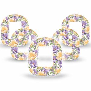 ExpressionMed Crocus Flowers Freestyle Tandem Mobi 5-Pack white crocus Fixing Ring Patch CGM Design,