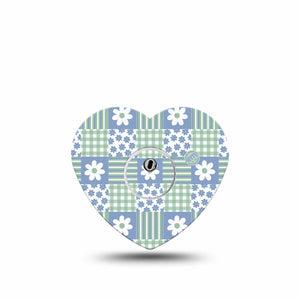 ExpressionMed Patchwork Flowers Freestyle Libre 3 and Libre 3 Plus Heart, Single Tape and Single Sticker Cute spring quilt Patch for CGM