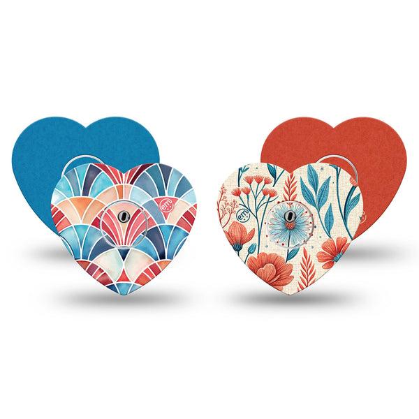 ExpressionMed Teal Rouge Freestyle Libre 3 and Libre 3 Plus Heart, tape and sticker  bold color contrast Patch for CGM
