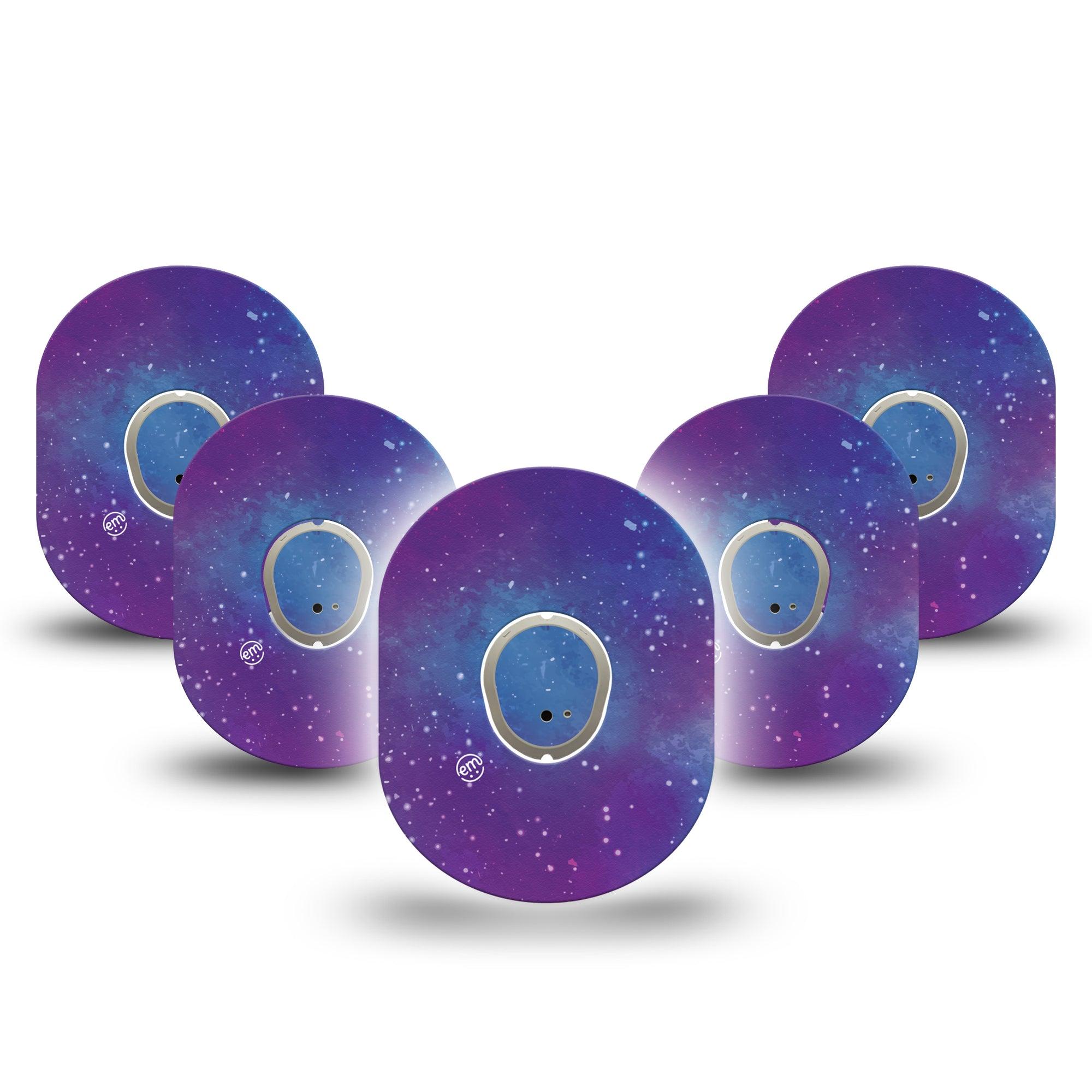 ExpressionMed Galaxy Dexcom G7 Tape, Dexcom Stelo Glucose Biosensor System, 5-Pack Tape and 5-Pack Sticker Starry Pattern, Overlay Tape CGM Design