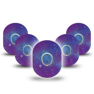 ExpressionMed Galaxy Dexcom G7 Tape, Dexcom Stelo Glucose Biosensor System, 5-Pack Tape and 5-Pack Sticker Starry Pattern, Overlay Tape CGM Design