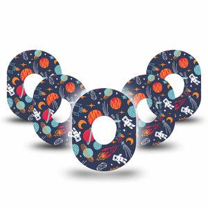 ExpressionMed Space Dexcom G7 Tape, 5-Pack, Wandering Astronaut Inspired, CGM Plaster Patch Design, Dexcom Stelo Glucose Biosensor System