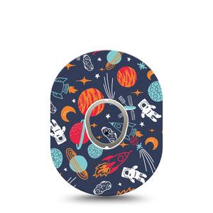 ExpressionMed Space Dexcom G7 Tape, Single Sticker and Tape, Outerspace Adventure Themed, CGM Patch Design, Dexcom Stelo Glucose Biosensor System
