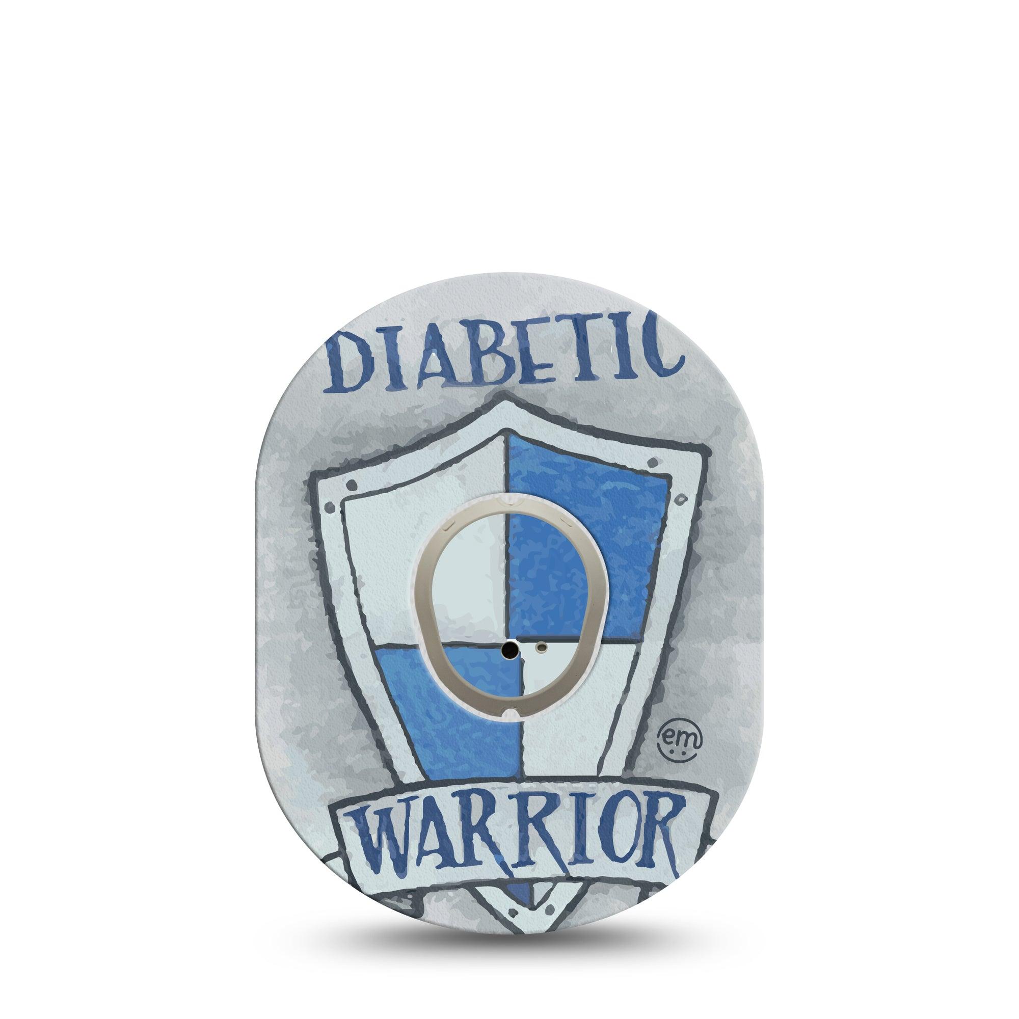 ExpressionMed Diabetic Warrior Dexcom G7 Transmitter Sticker, Single, Diabetic Shield Fighter Themed, Dexcom G7 Vinyl Transmitter Sticker, With Matching Dexcom G7 Tape, CGM Overlay Patch Design