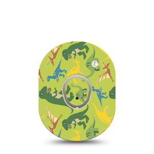 Daring Dinosaurs Dexcom G7 Transmitter Sticker, Single, Prehistoric Reptiles Inspired, Dexcom G7 Transmitter Vinyl Sticker, With Matching Dexcom G7 Tape, CGM Overlay Patch Design