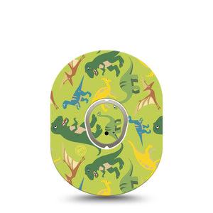 Daring Dinosaurs Dexcom G7 Tape, Single Tape and Sticker, Prehistoric Creatures Inspired, CGM Adhesive Patch Design, Dexcom Stelo Glucose Biosensor System