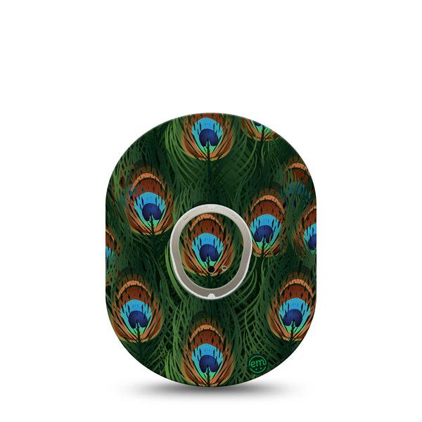 ExpressionMed Peacock Dexcom G7 and Stelo Tape Single Tape and Single Sticker Colorful Feathers Themed, Plaster Continuous Glucose Monitor Design