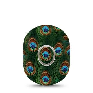 ExpressionMed Peacock Dexcom G7 and Stelo Tape Single Tape and Single Sticker Colorful Feathers Themed, Plaster Continuous Glucose Monitor Design