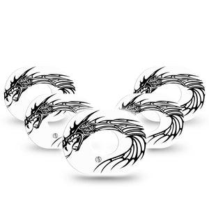 ExpressionMed Dragon Dexcom G7 Tape, 5-Pack, Mystical Creature Themed, CGM, Adhesive Patch Design, Dexcom Stelo Glucose Biosensor System