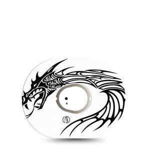 ExpressionMed Dragon Dexcom G7 and Stelo Tape Single Tape and Single Sticker Mythical Creature Inspired, Plaster Continuous Glucose Monitor Design