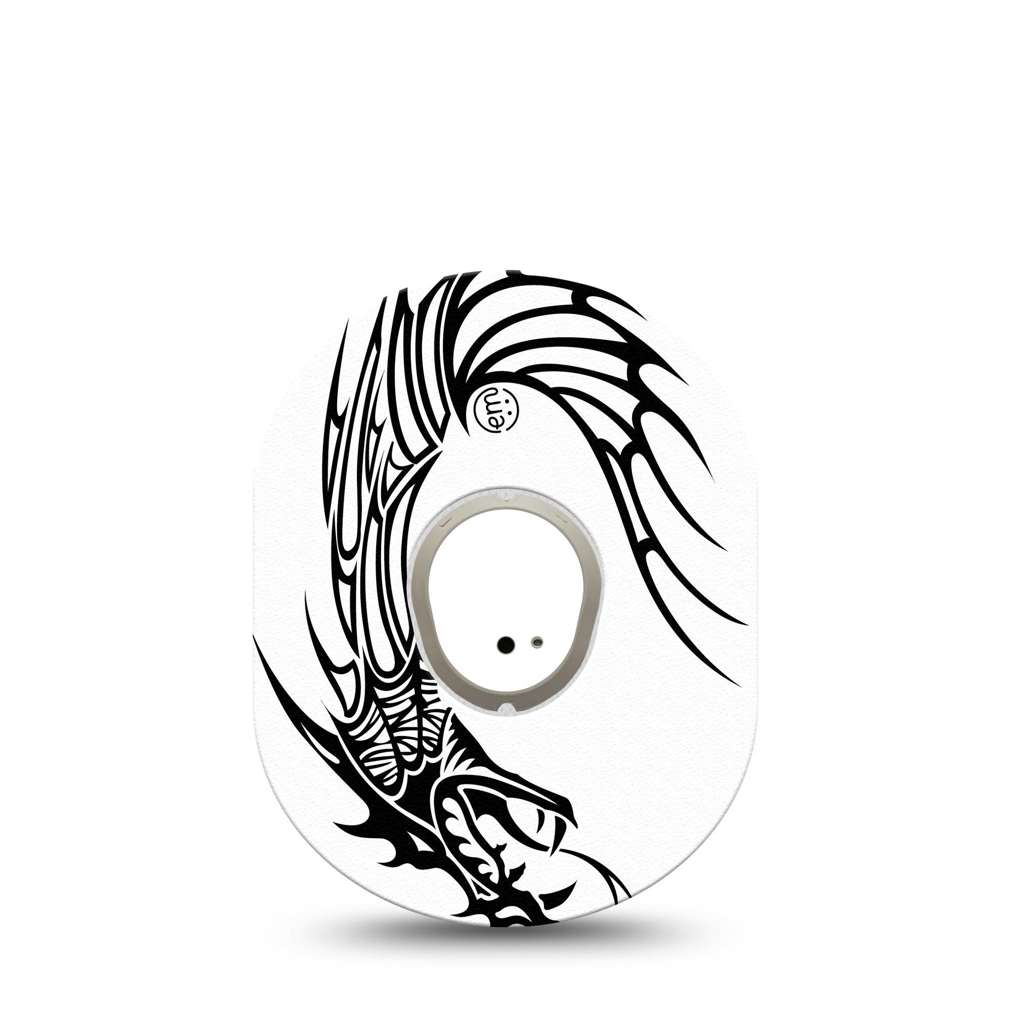 ExpressionMed Dragon Dexcom G7 and Stelo Tape Single Tape and Single Sticker Mythical Creature Inspired, Plaster Continuous Glucose Monitor Design